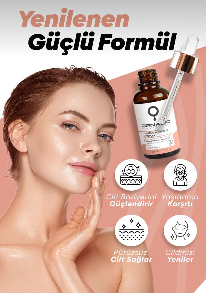 Ornabio Organik Natural Biyolojik GINSENG & PEPTIDE Yaşlanma Etkilerine Karşı Serum