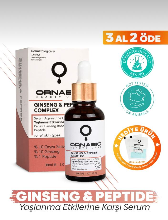 Ornabio Organik Natural Biyolojik GINSENG & PEPTIDE Yaşlanma Etkilerine Karşı Serum