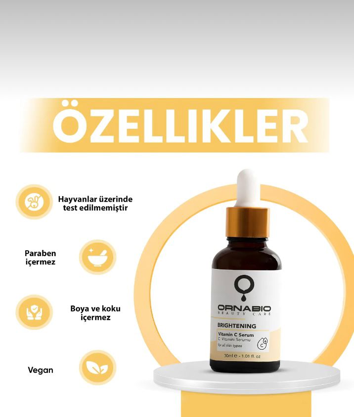 Ornabio Organik Natural Biyolojik C Vitamini Ton Eşitleyici ve Cilt Aydınlatıcı Bakım Serumu