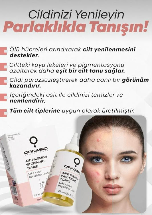 Ornabio Organik Natural Biyolojik Leke Karşıtı Cilt Beyazlatıcı Tonik 200ml Glycolic