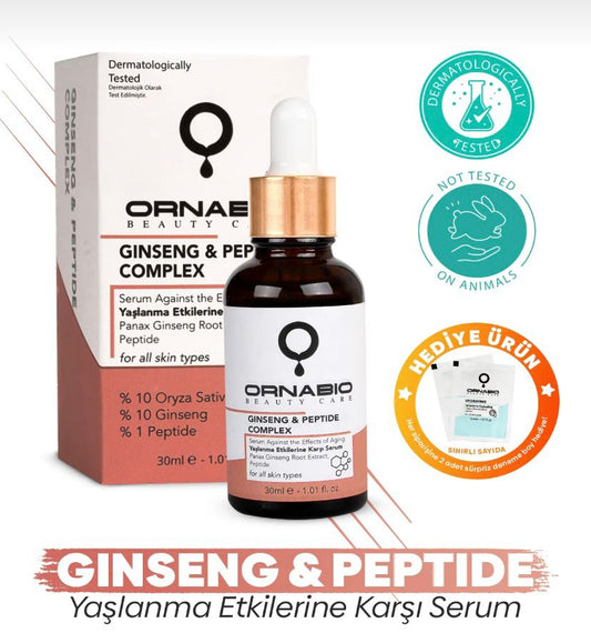 Ornabio Organik Natural Biyolojik GINSENG & PEPTIDE Yaşlanma Etkilerine Karşı Serum