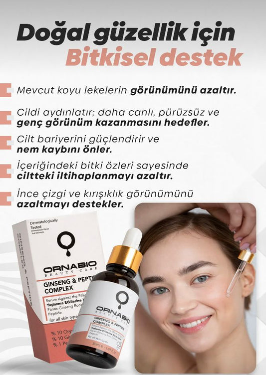 Ornabio Organik Natural Biyolojik GINSENG & PEPTIDE Yaşlanma Etkilerine Karşı Serum
