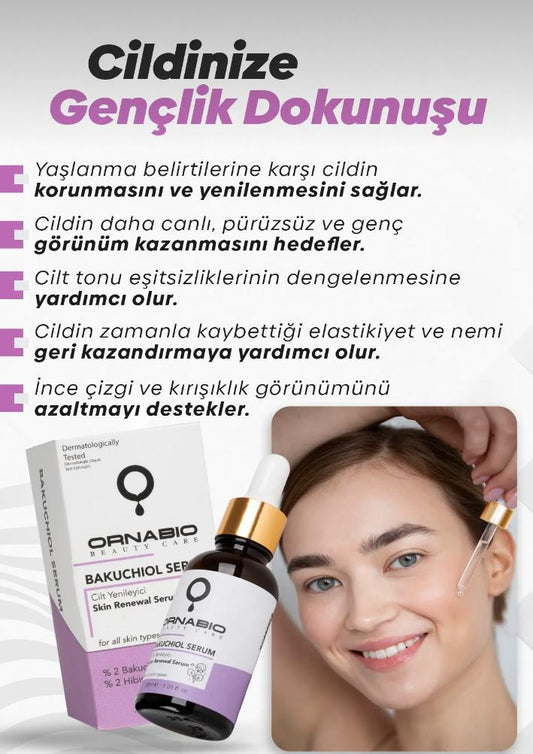 Ornabio Organik Natural Biyolojik Bakuchiol Serum Yaşlanma Karşıtı Bitkisel Retinol